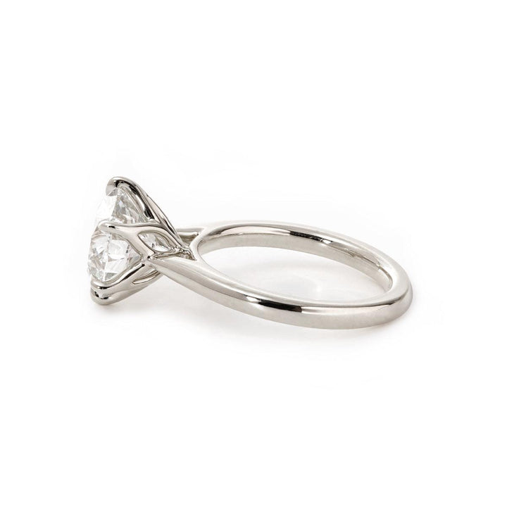 Round Lab Diamond 6 - Claw Tulip Cathedral Bridal Set — Engagement Ring with Half Eternity U - Shaped Pavé Band - FIORESE JEWELRY