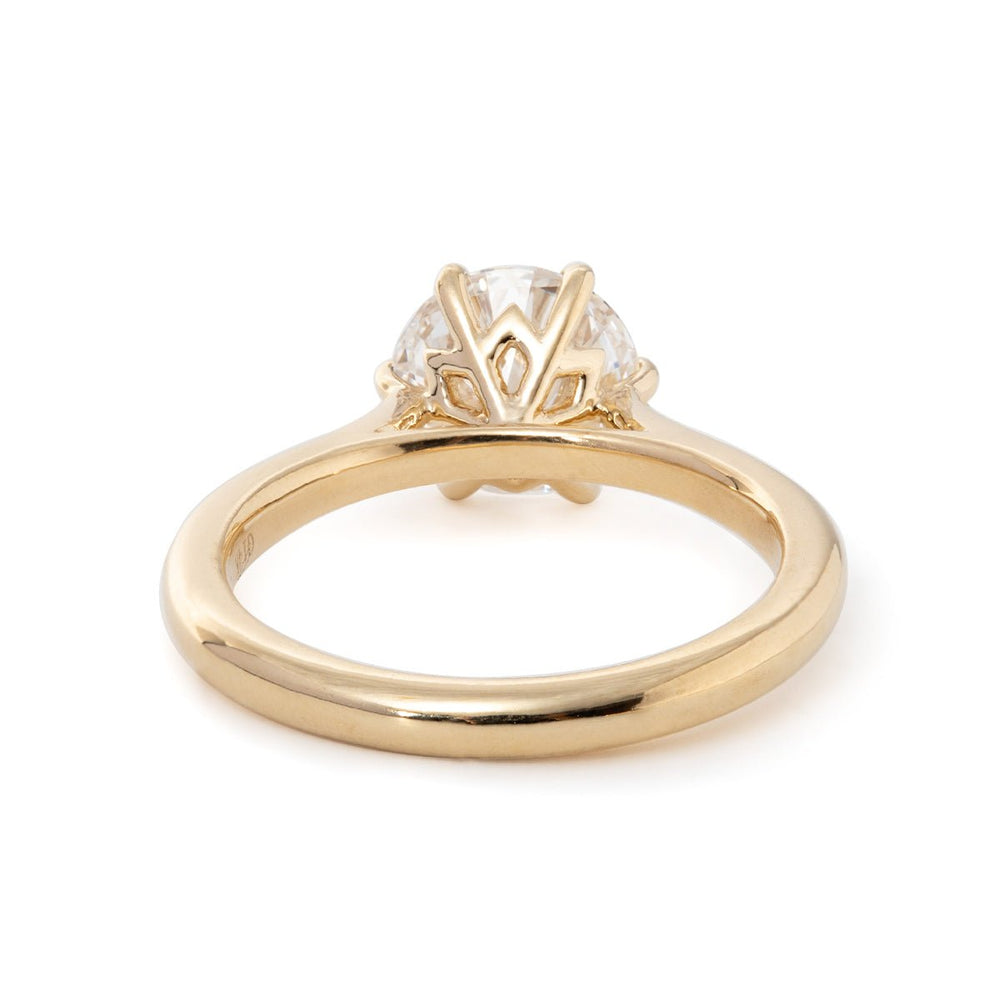 Round Lab Diamond 6 - Prong Floral Bridal Set — Engagement Ring with 9 - Stone Matching Band - FIORESE JEWELRY