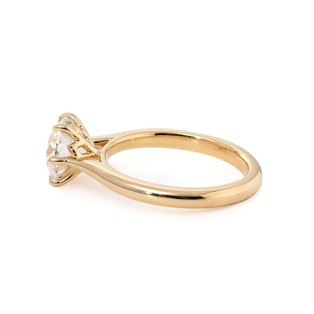 Round Lab Diamond 6 - Prong Floral Bridal Set — Engagement Ring with 9 - Stone Matching Band - FIORESE JEWELRY