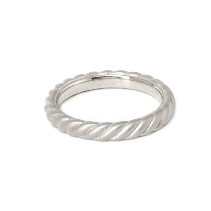 Round Lab Diamond Bezel Cathedral Bridal Set — Matte Engagement Ring with Twisted Matching Band - FIORESE JEWELRY