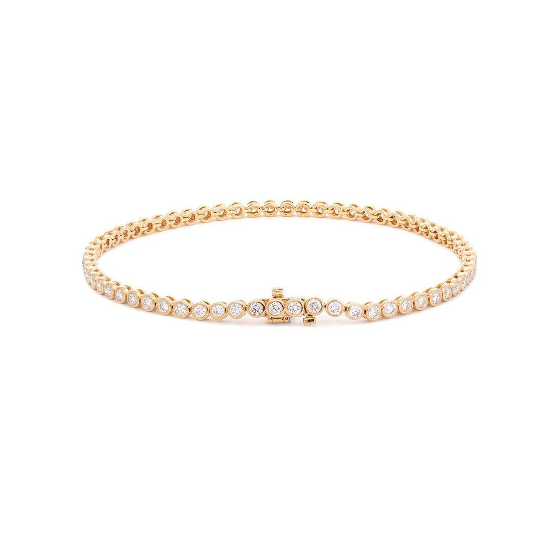 Round Lab Diamond Bezel - Set Basket Tennis Bracelet with Box Clasp - FIORESE JEWELRY