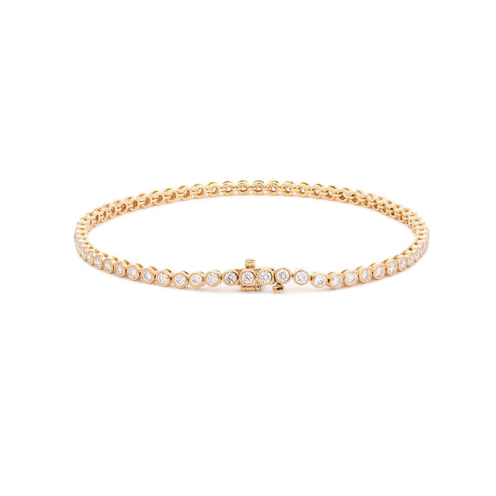 Round Lab Diamond Bezel - Set Basket Tennis Bracelet with Box Clasp - FIORESE JEWELRY