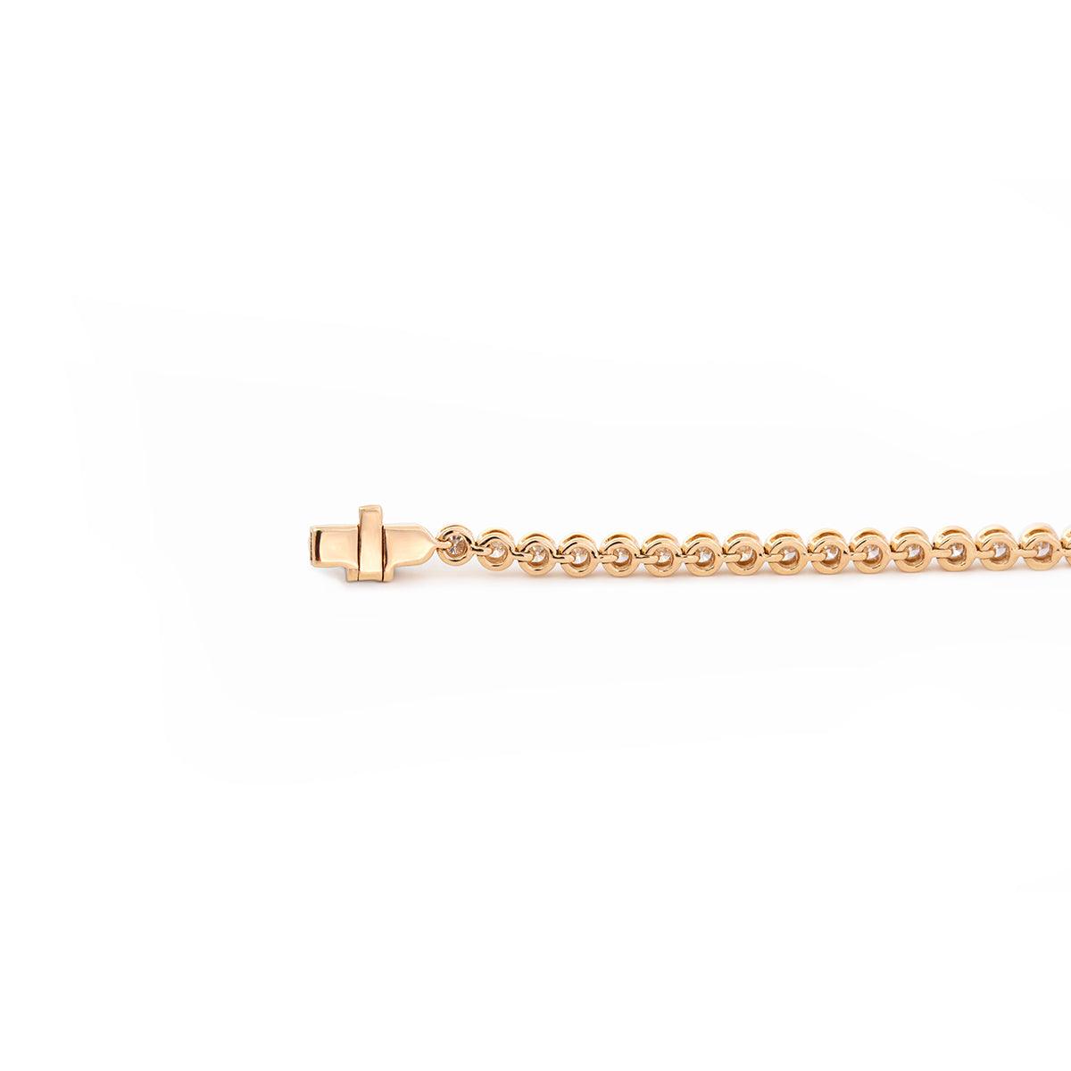 Round Lab Diamond Bezel-Set Basket Tennis Bracelet with Box Clasp