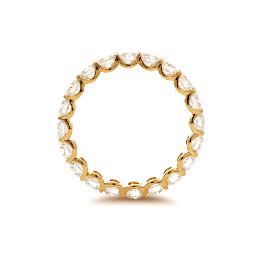 18K Yellow Gold 3mm Round Lab Diamond Eternity Ring with Shared Prong U ...