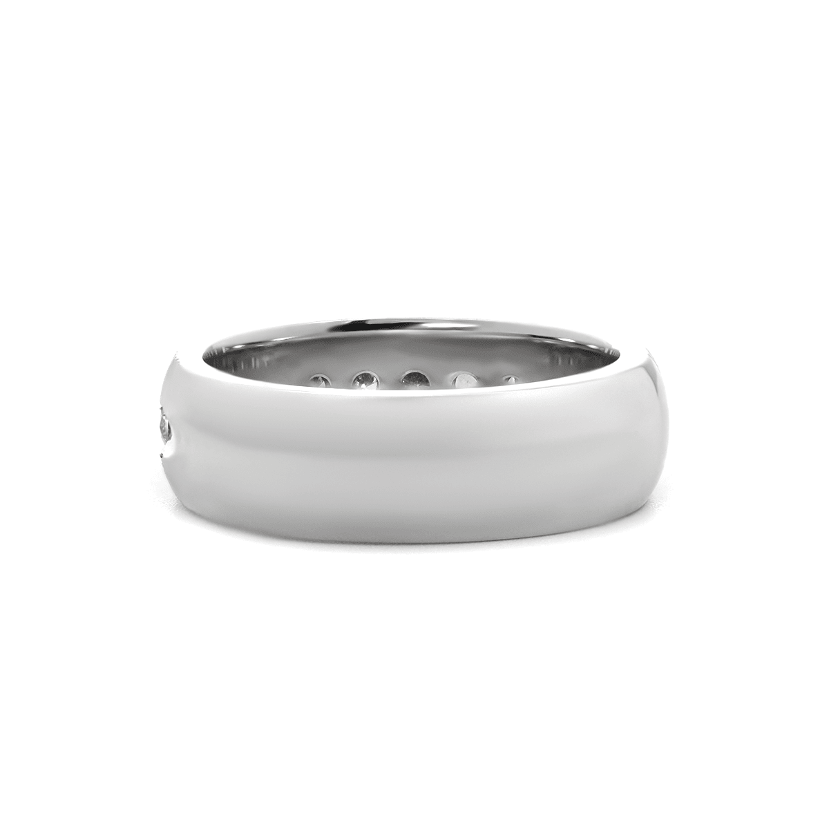 Round Lab Diamond Half-Eternity Men's Wedding Ring with 11-Stone Channel Setting and Florentine Finish