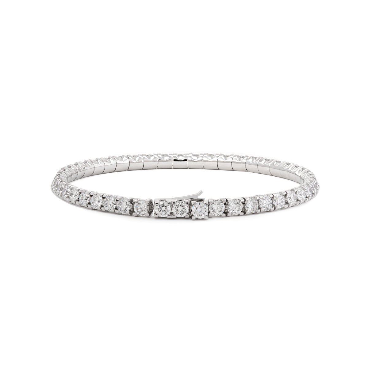 Round Lab Diamond Tennis Bracelet with U-Shaped Pavé Channel-Back Setting