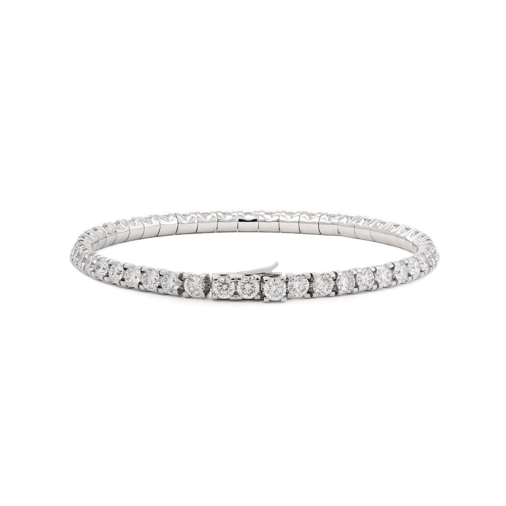 Round Lab Diamond Tennis Bracelet with U - Shaped Pavé Channel - Back Setting - FIORESE JEWELRY