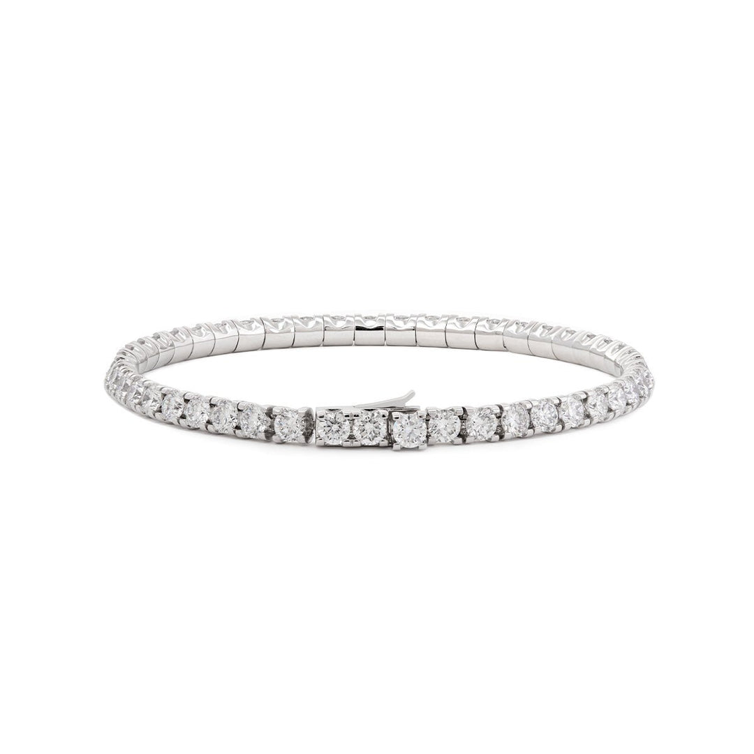 Round Lab Diamond Tennis Bracelet with U - Shaped Pavé Channel - Back Setting - FIORESE JEWELRY