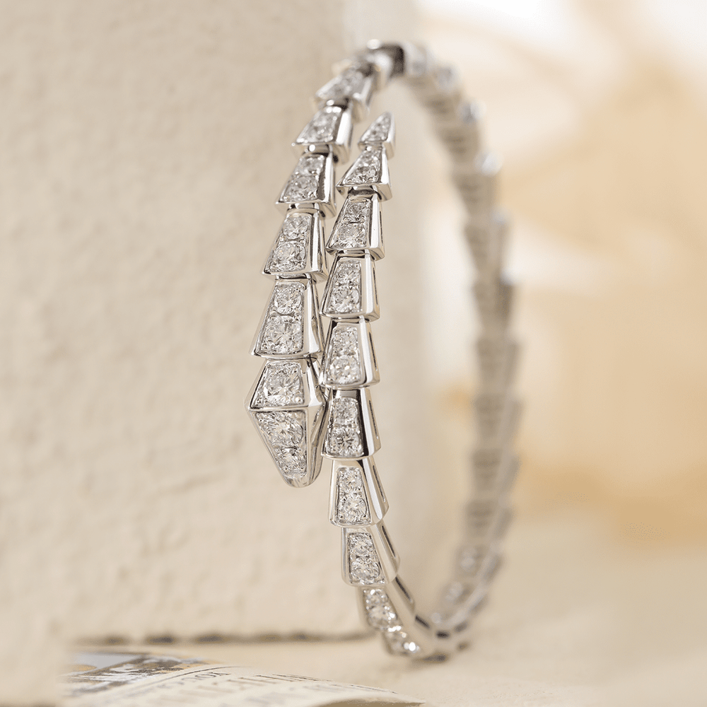 Round Lab Diamond Viper - Inspired Bangle Bracelet - FIORESE JEWELRY
