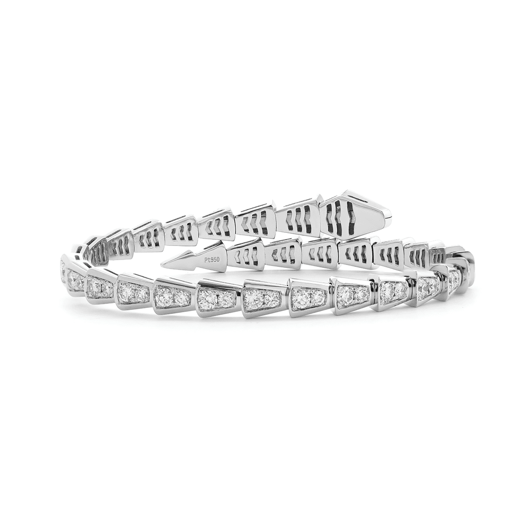Round Lab Diamond Viper - Inspired Bangle Bracelet - FIORESE JEWELRY