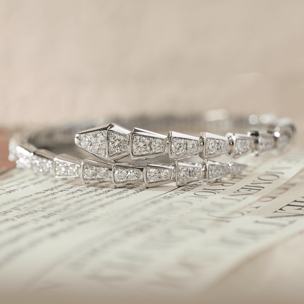 Round Lab Diamond Viper - Inspired Bangle Bracelet - FIORESE JEWELRY