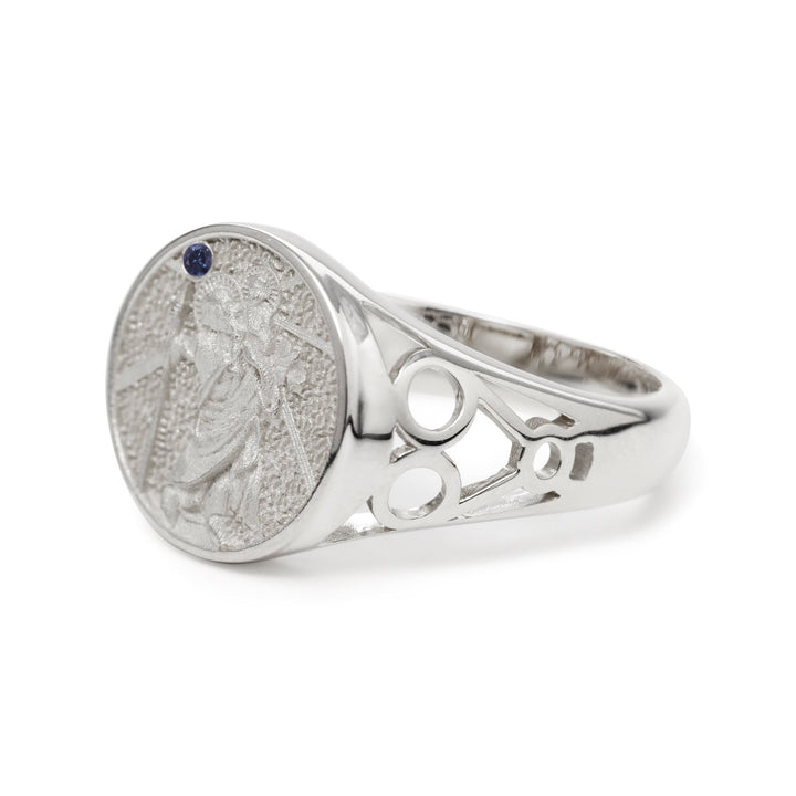 Saint Christopher Medallion Signet Ring for Men - FIORESE JEWELRY