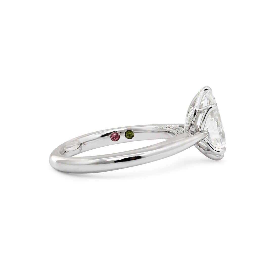 Tuilp Setting Cathedral Pear Brilliant Cut Lab Diamond Solitaire Ring - FIORESE JEWELRY