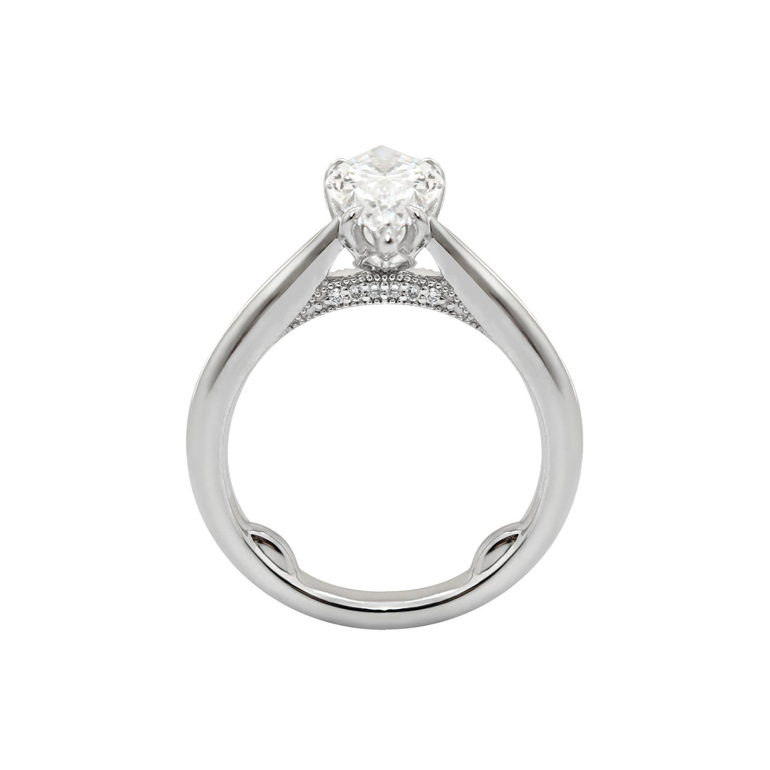 Tuilp Setting Cathedral Pear Brilliant Cut Lab Diamond Solitaire Ring - FIORESE JEWELRY