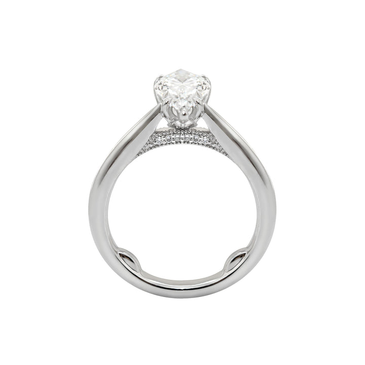 Tuilp Setting Cathedral Pear Brilliant Cut Lab Diamond Solitaire Ring - FIORESE JEWELRY