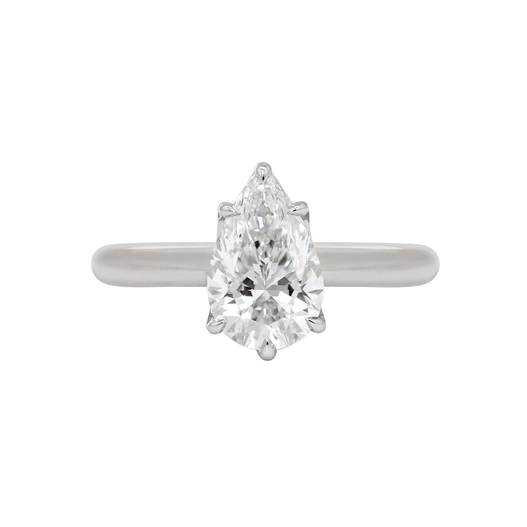 Tuilp Setting Cathedral Pear Brilliant Cut Lab Diamond Solitaire Ring - FIORESE JEWELRY